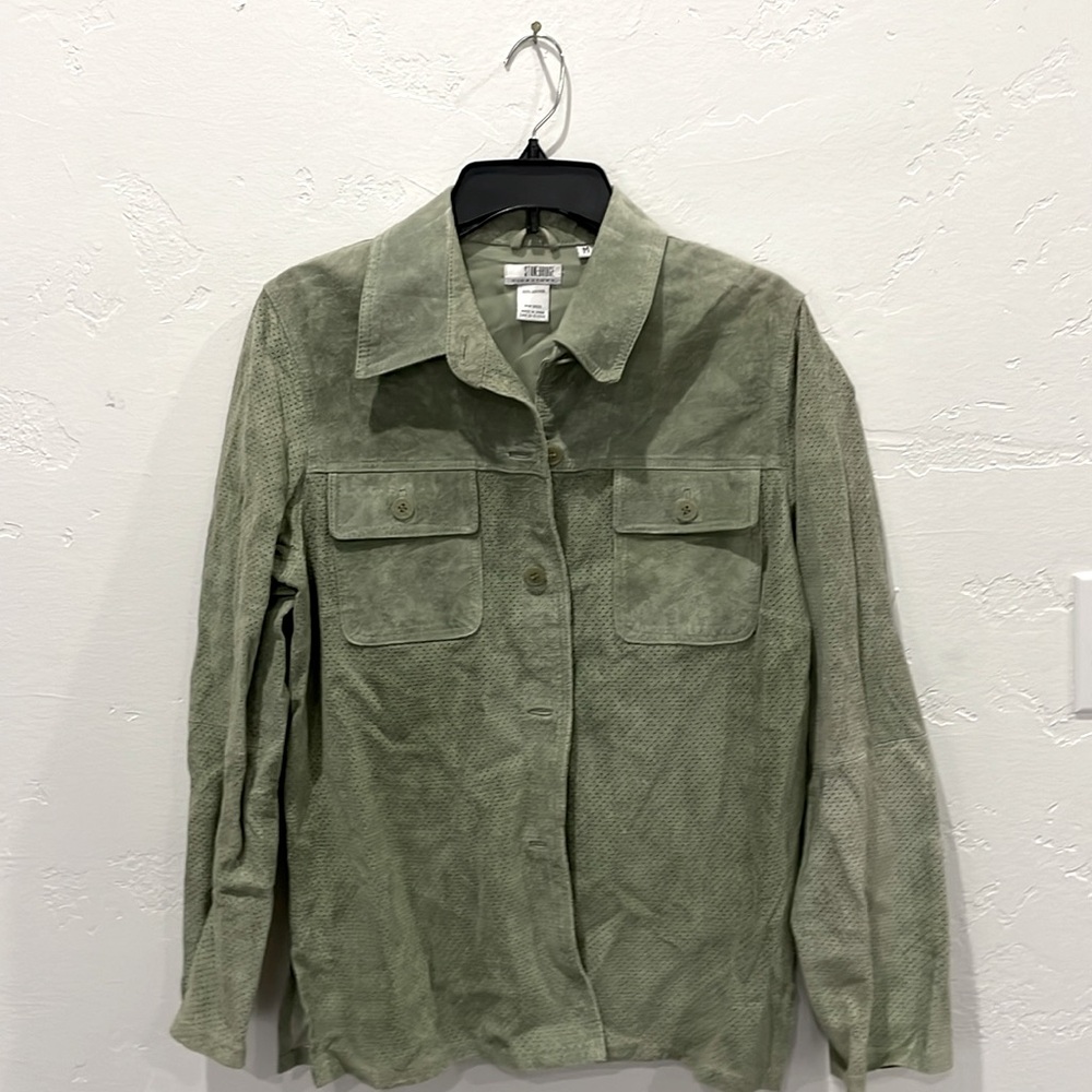 Long green  leather jacket